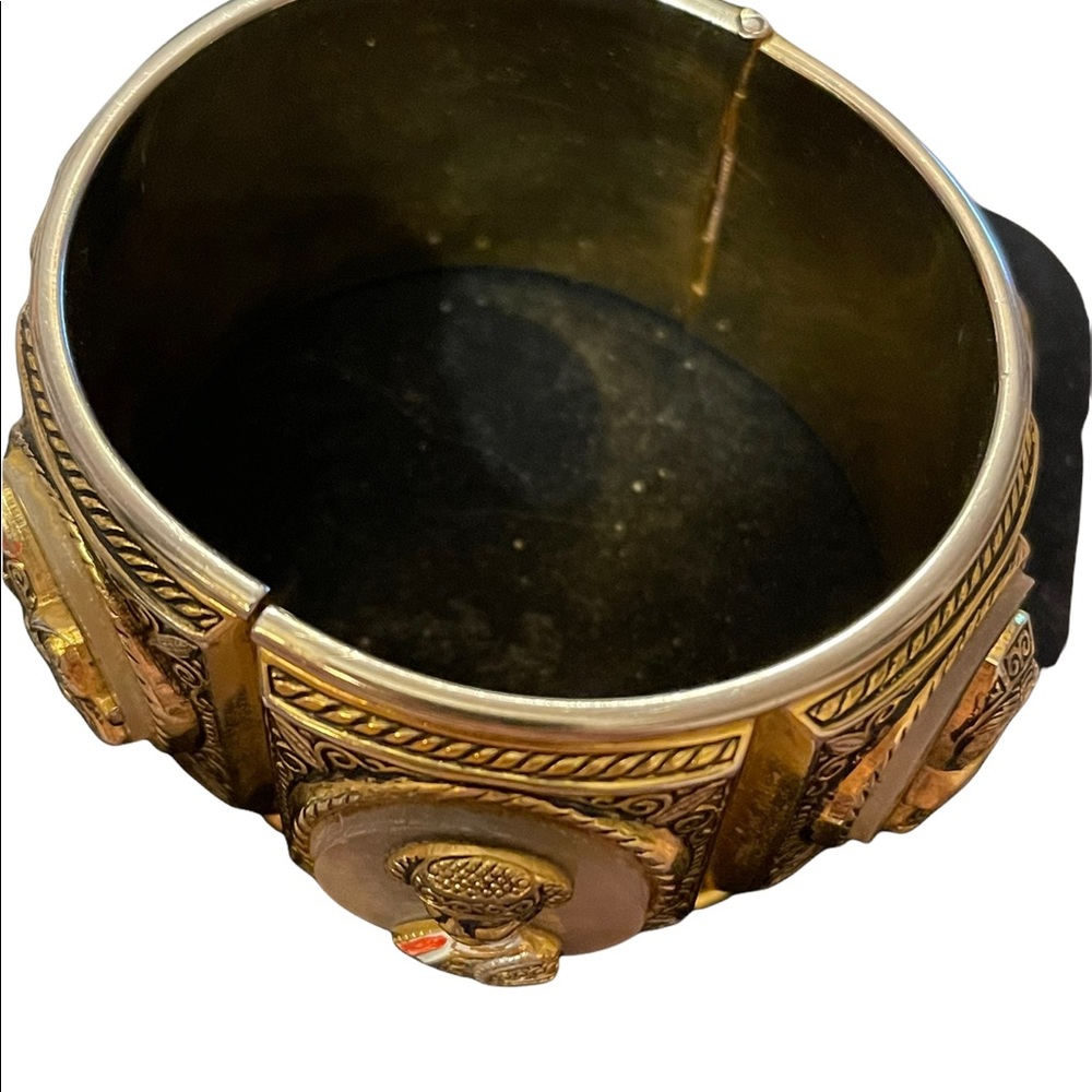 Vintage 1940 Gold plated Damascene Bangle bracelet matador bull flamencio Dancer - Picture 7 of 10